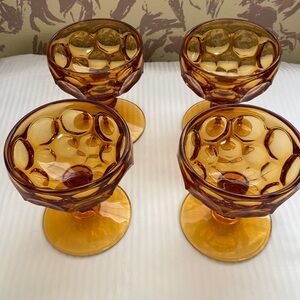 Imperial Heisey Glass Amber PROVINCIAL Sherbet Champagne Goblet set 4